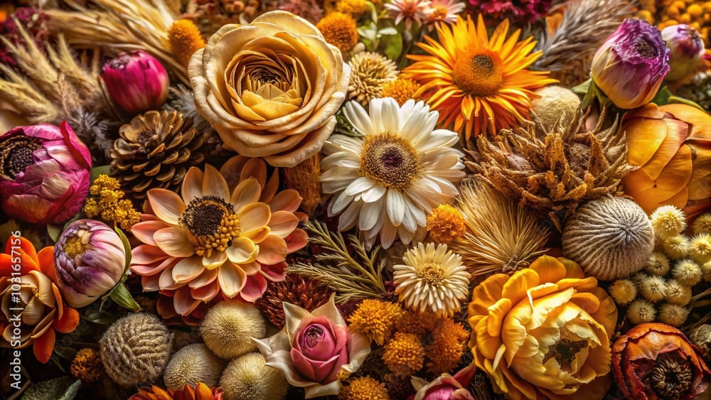 Fototapeta premium Stunning Panoramic Photography of Dry Flowers in Fine Art Style for Home Decor