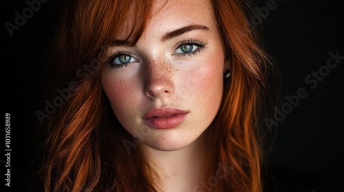  A close-up of a woman with freckles scattered across her face and around her eyes