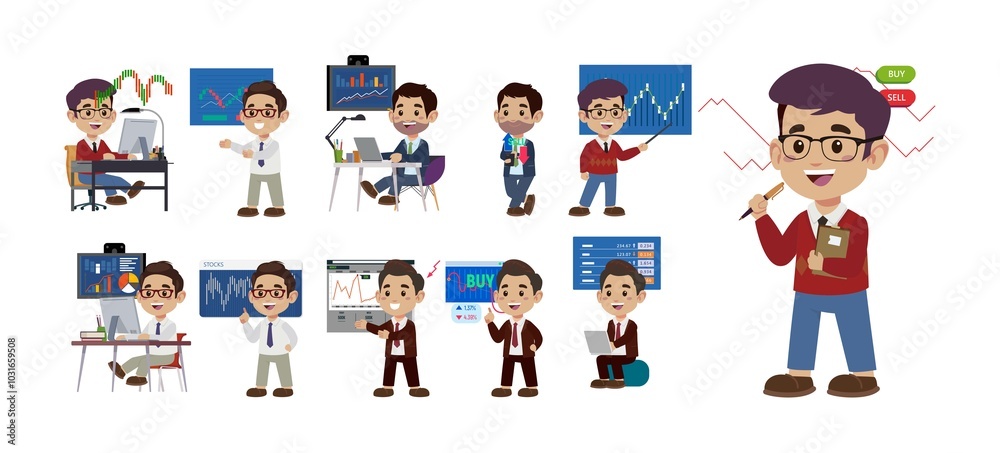 Stock market concept with people Stock market concept with people