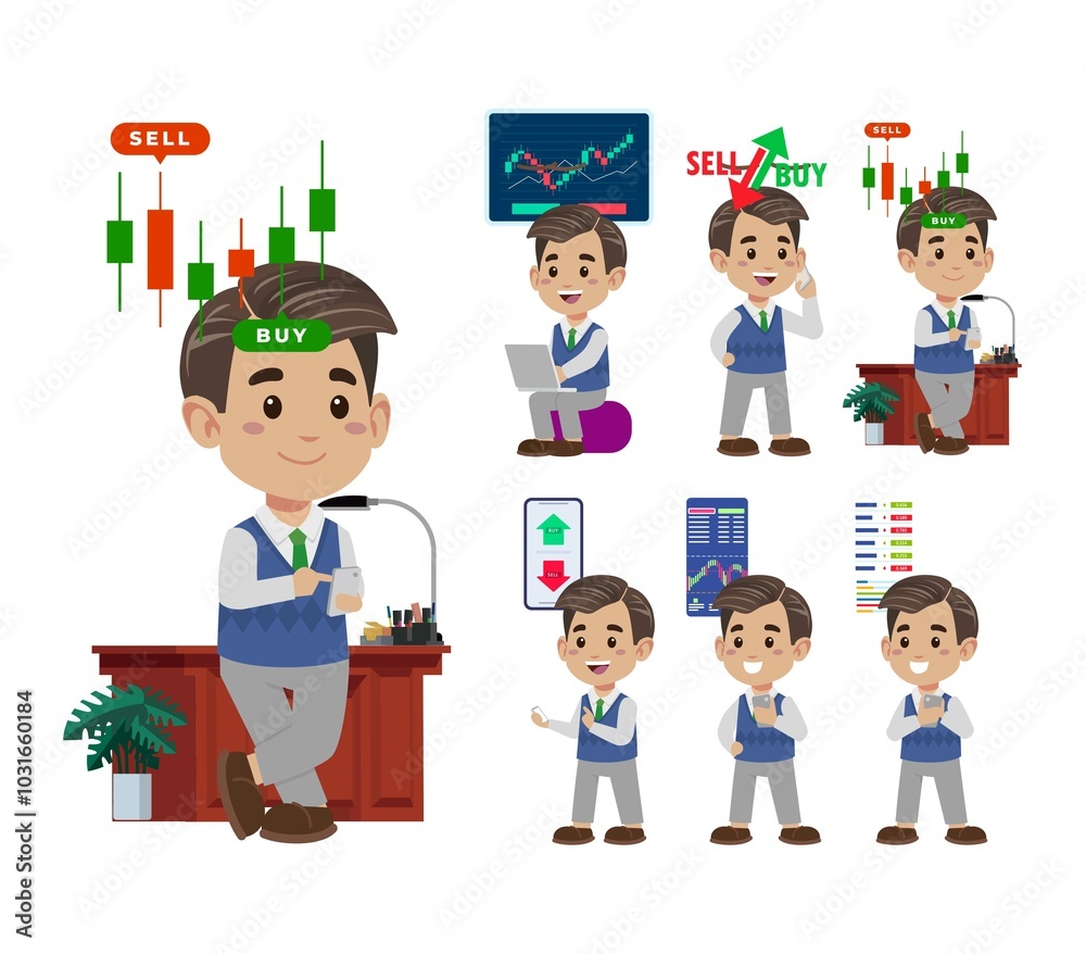 Stock market concept with people Stock market concept with people
