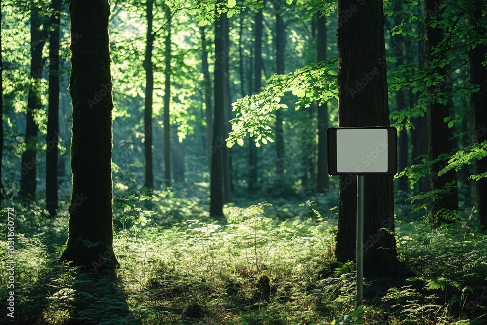 Lush Forest with Protected Area Sign in Natural Light Lush Forest with Protected Area Sign in Natural Light