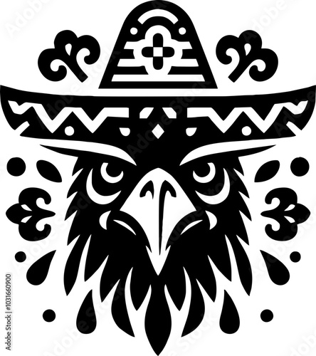 Crow Face silhouette Icon Logo Mexican style 

 photo