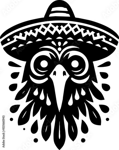 Crow Face silhouette Icon Logo Mexican style 

 photo