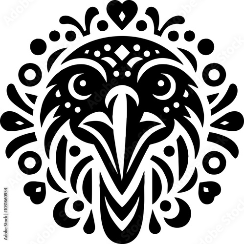 Crow Face silhouette Icon Logo Mexican style 

 photo