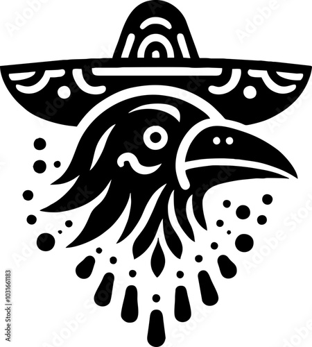 Crow Face silhouette Icon Logo Mexican style 

 photo