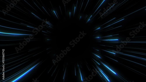 Glowing blue lines lightspeed looping background animation 4k video.