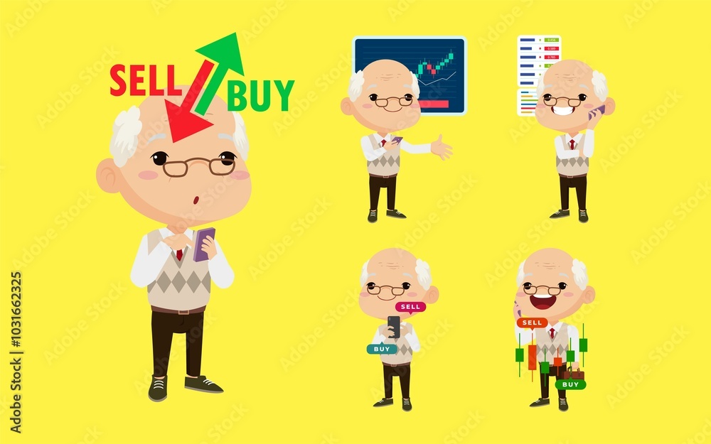 Stock market concept with people Stock market concept with people