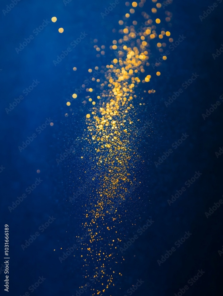 Fototapeta premium Golden Glitter on a Blue Background.