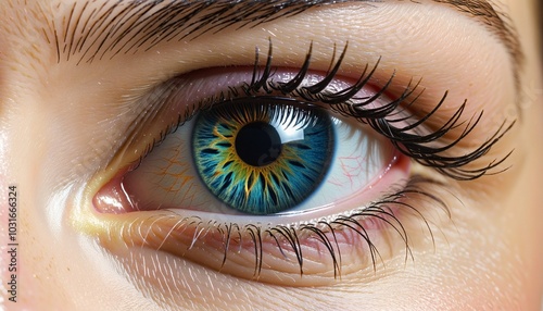 female human eye, close up