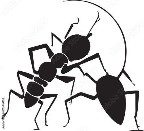 This ant silhouette art design captures the essence of nature's industrious little workers