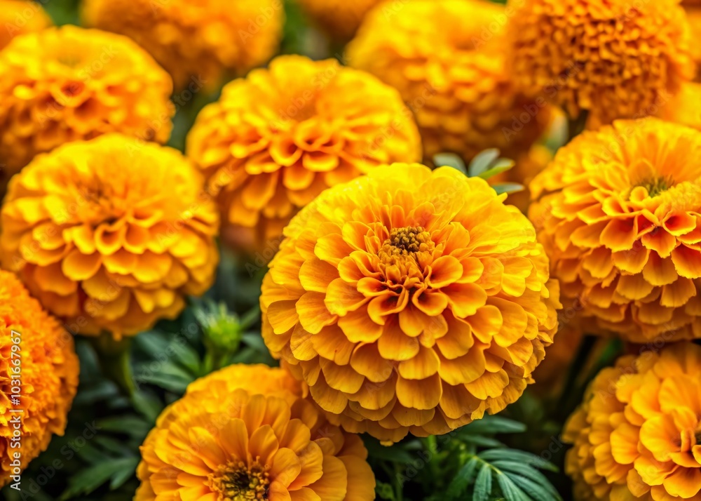 Stunning Top View of Vibrant Yellow Marigold Flowers for Product Photography Background Stunning Top View of Vibrant Yellow Marigold Flowers for Product Photography Background
