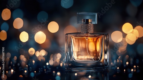 Elegant Perfume Bottle with Soft Bokeh Background