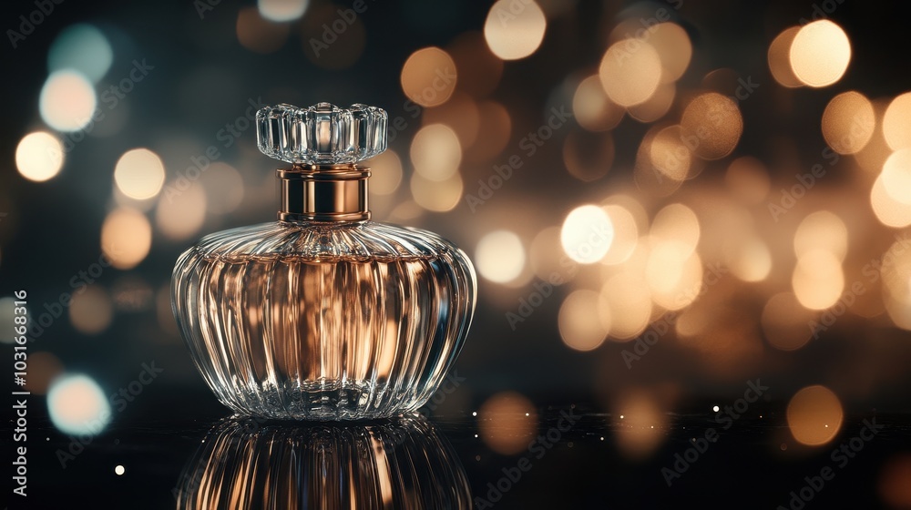 Elegant Glass Perfume Bottle with Beautiful Bokeh Effect Elegant Glass Perfume Bottle with Beautiful Bokeh Effect