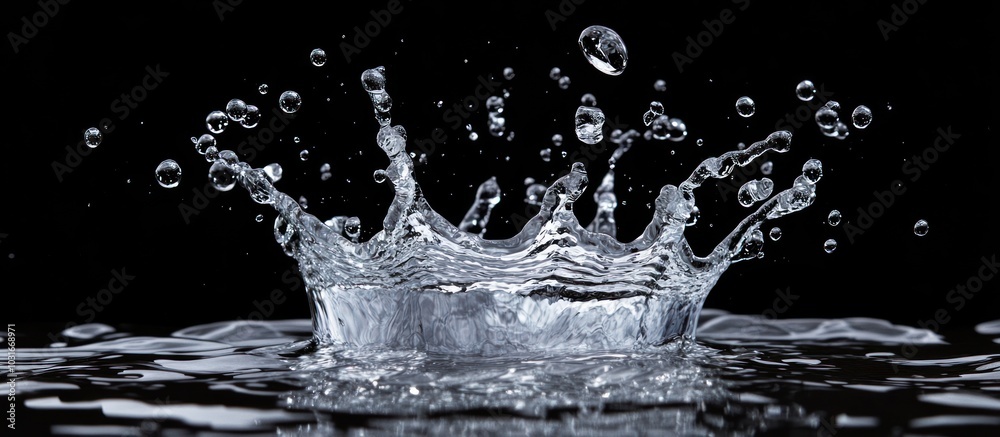 Water Droplet Splash on Black Background Water Droplet Splash on Black Background