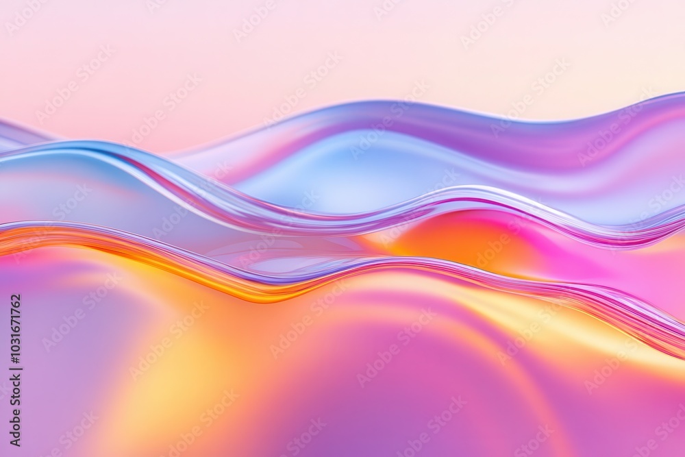 Fototapeta premium Fluid gradient waves, three-dimensional shapes, vibrant colors, dynamic movement, abstract design, immersive visual experience