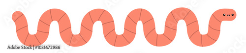 Earthworm banner. Worm insect bug icon. Cartoon funny kawaii baby animal character. Cute crawling bug collection. Smiling face. Pink color. Childish style Flat design. White background Isolated Vector