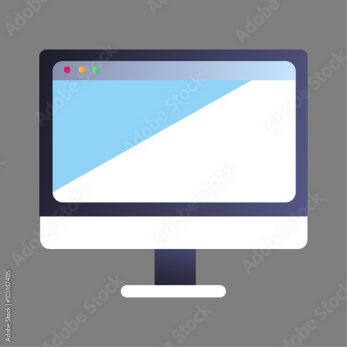 Computer monitor icon Flat illustration Isolated on plain background