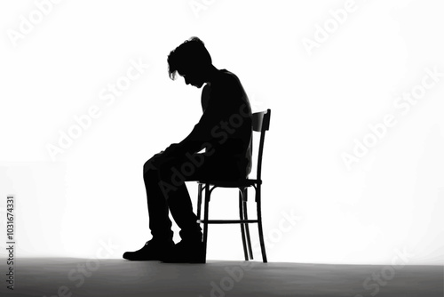 silhouettes of desperate young man