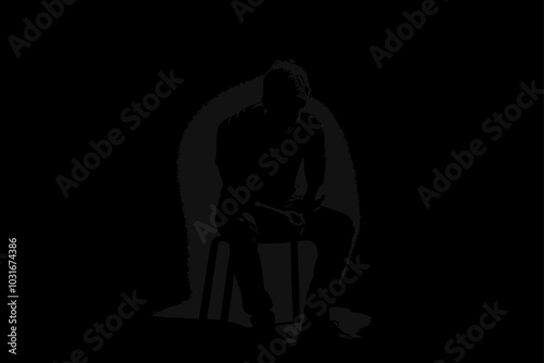 silhouettes of desperate young man