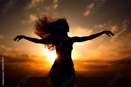 Silhouette of Freedom woman 