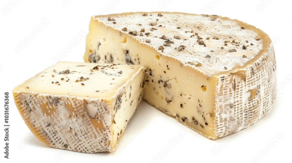 Artisan Cheese Wheels on White Background Artisan Cheese Wheels on White Background
