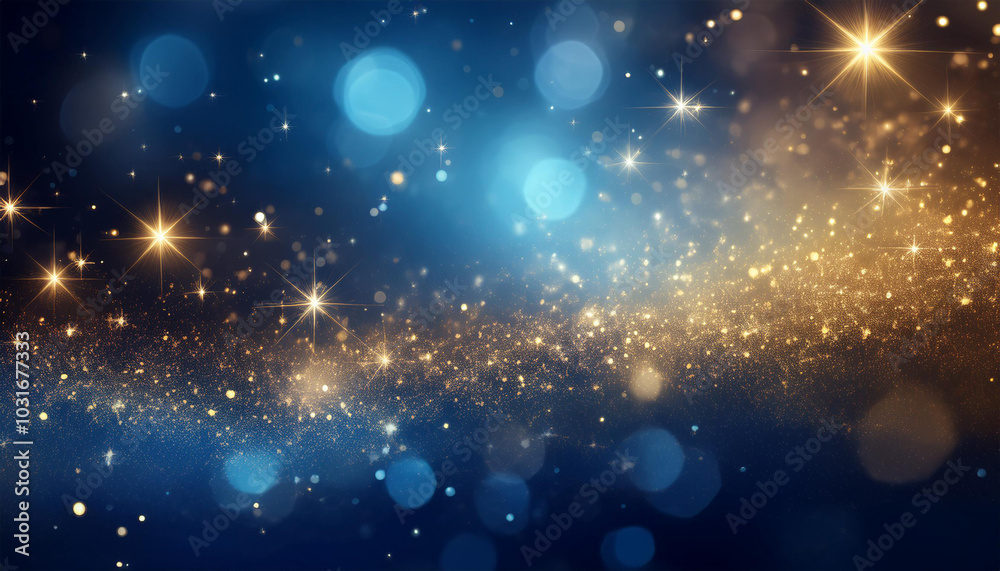 Obraz premium キラキラした青と金の抽象的背景