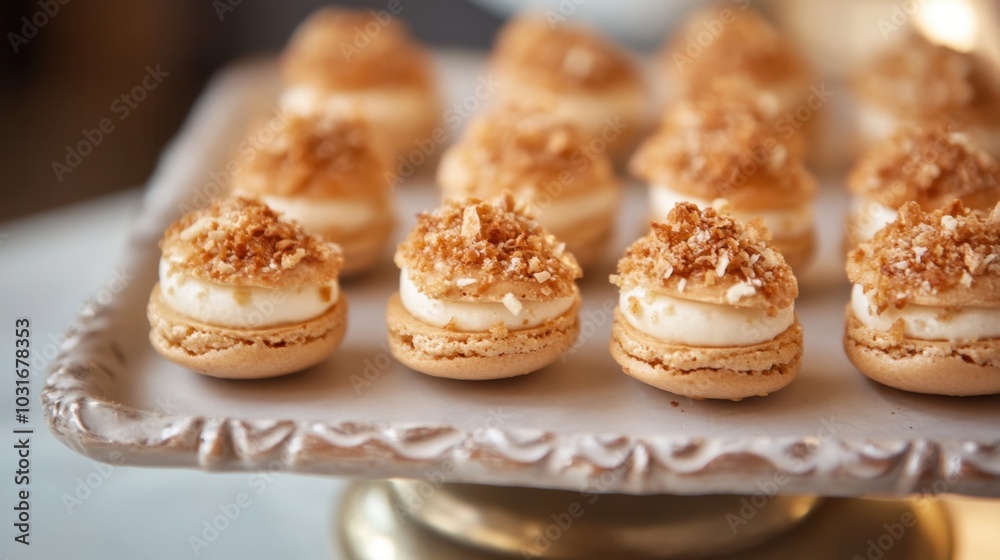 Holiday Coconut Macaroons on a Festive Table. Coquito Macaroons Holiday Coconut Macaroons on a Festive Table. Coquito Macaroons