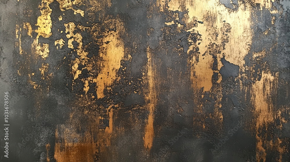 Abstract Texture of Black and Gold Paint on a Rough Surface Abstract Texture of Black and Gold Paint on a Rough Surface