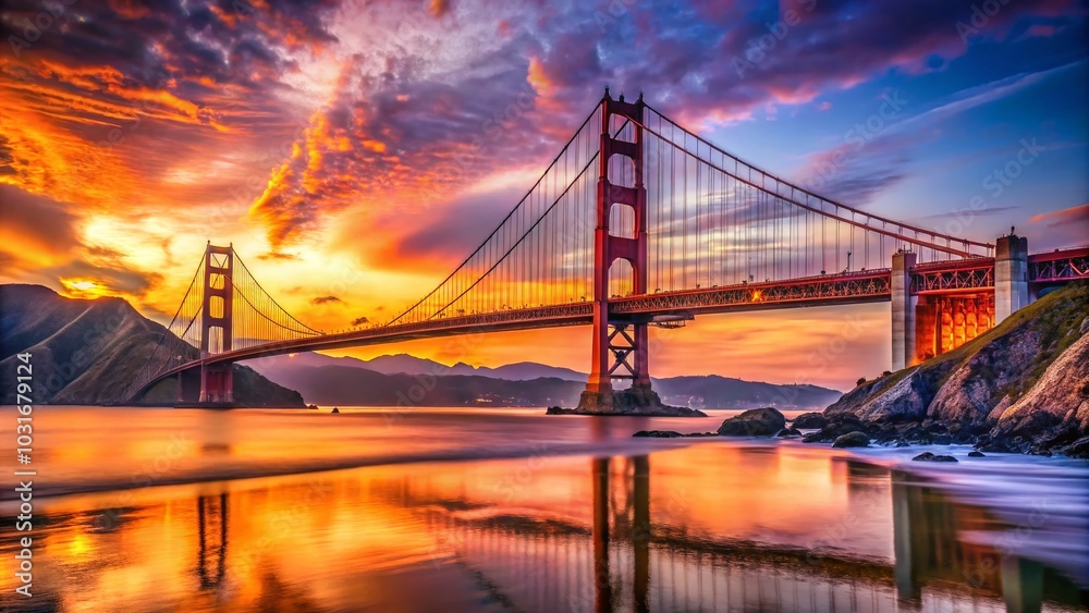 Obraz premium Sunset Over Golden Gate Bridge – Urban Exploration Photography