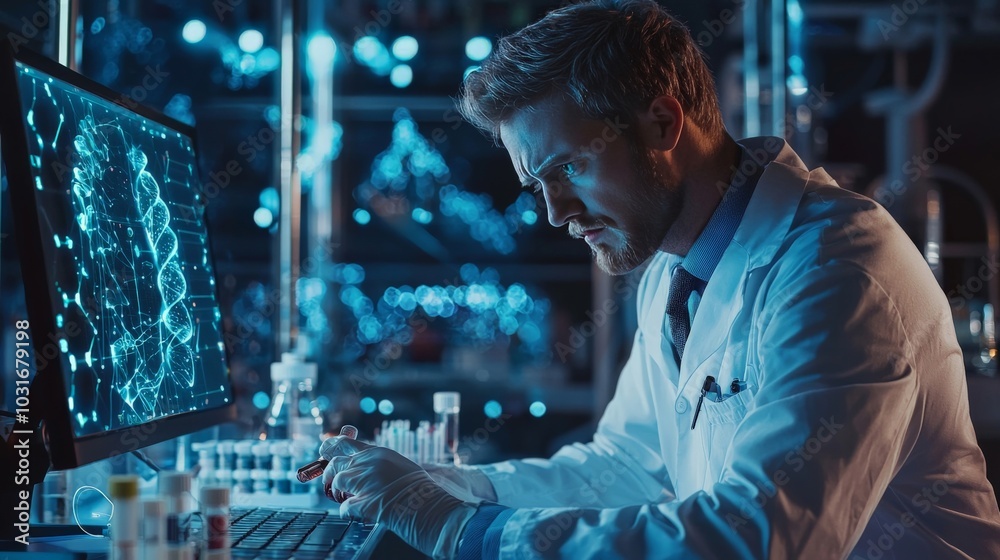 A biohacker creating a personalized health plan, analyzing genetic data, and customizing supplements and routines for optimal performance A biohacker creating a personalized health plan, analyzing genetic data, and customizing supplements and routines for optimal performance