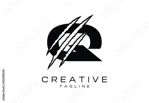 Initial Letter Q and Claw, Scratch Logo Design Template - Vector