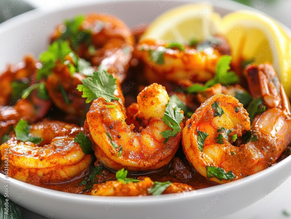 Delicious Spicy Shrimp Dish with Lemon and Herbs Delicious Spicy Shrimp Dish with Lemon and Herbs