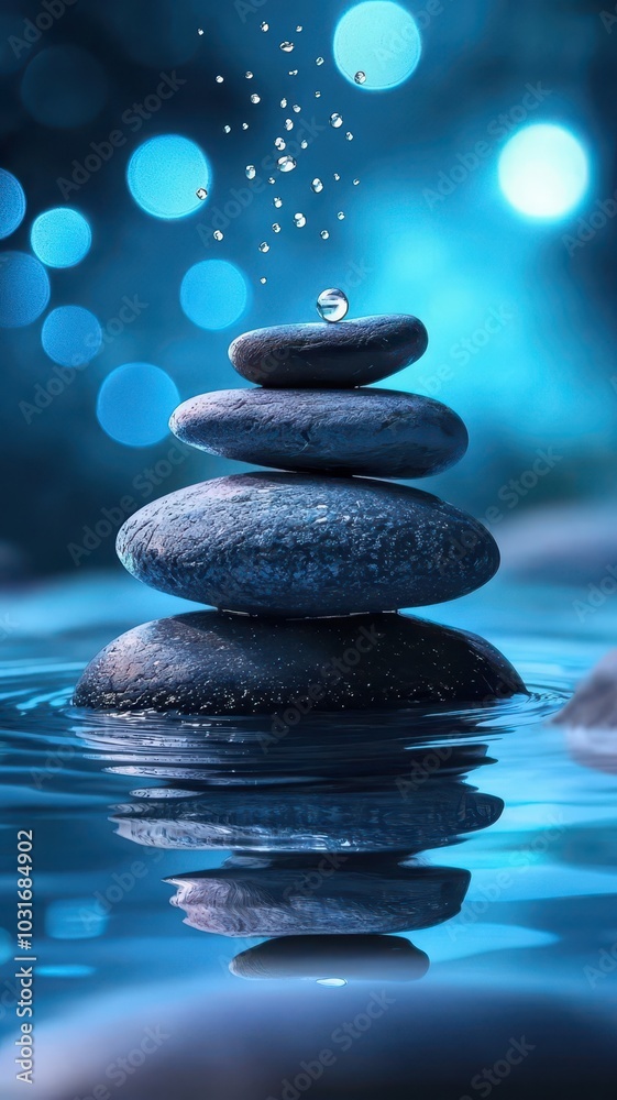 Peaceful river flows over smooth rocks, creating a serene meditative scene in nature's tranquility. Peaceful river flows over smooth rocks, creating a serene meditative scene in nature's tranquility.