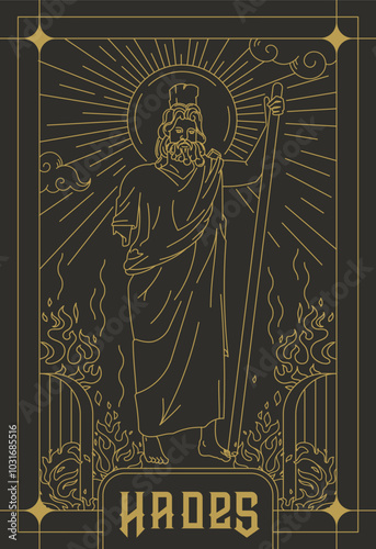 Line Art Vector illustration of Greek goddess Hades