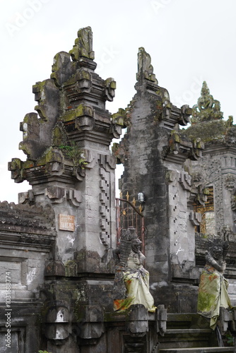 Building made of typical Balinese carved stone in grey color