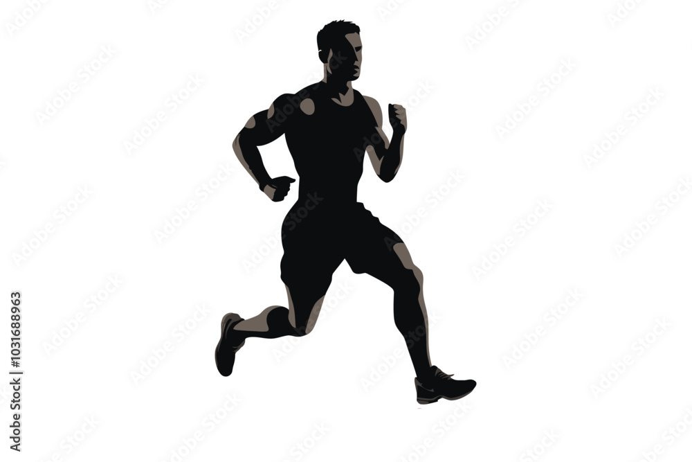 Victor silhouette of runner on white background Victor silhouette of runner on white background