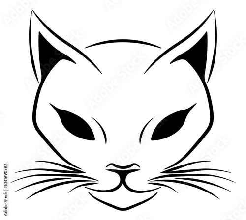 black silhouette of a cat's head without background