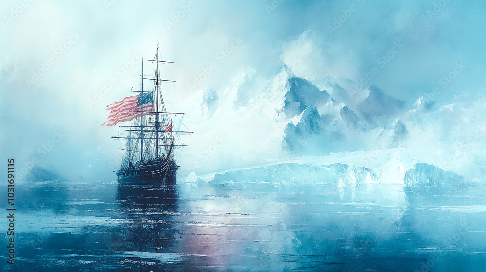 Obraz premium American Flag Being Raised Over Alaska in 1867
