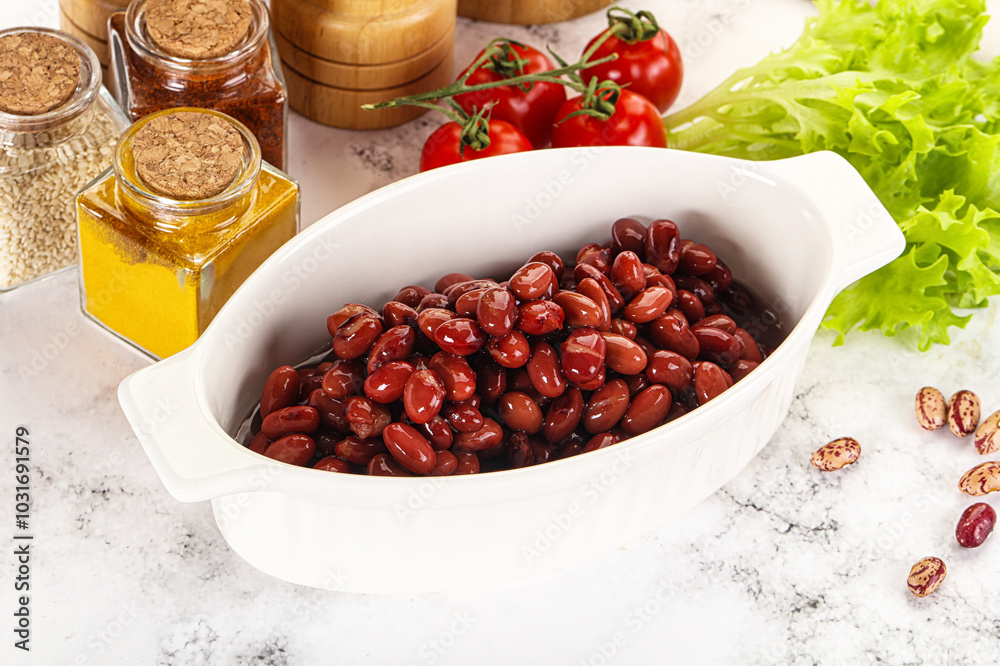 Canned red beans in the bowl Canned red beans in the bowl