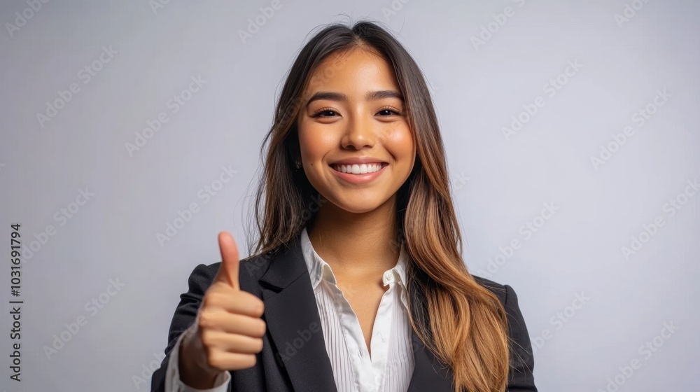 Confident Businesswoman Giving Thumbs Up Confident Businesswoman Giving Thumbs Up