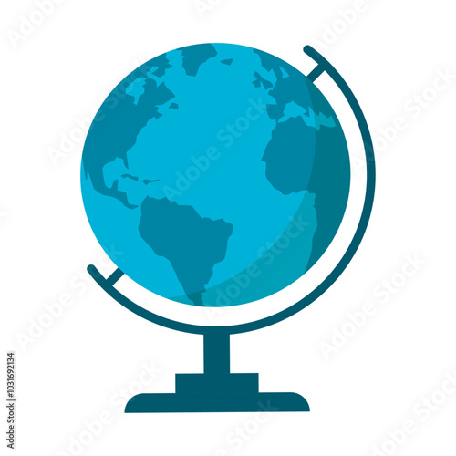 Back to school supply globe icon isolated