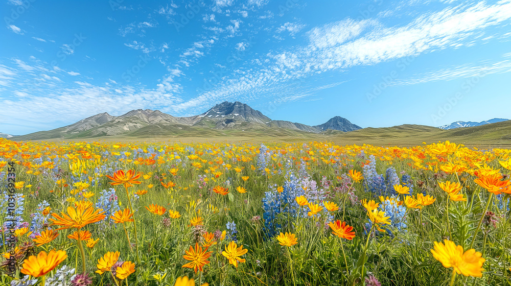 Panoramic View of Alaskan Tundra with Wildflowers Panoramic View of Alaskan Tundra with Wildflowers