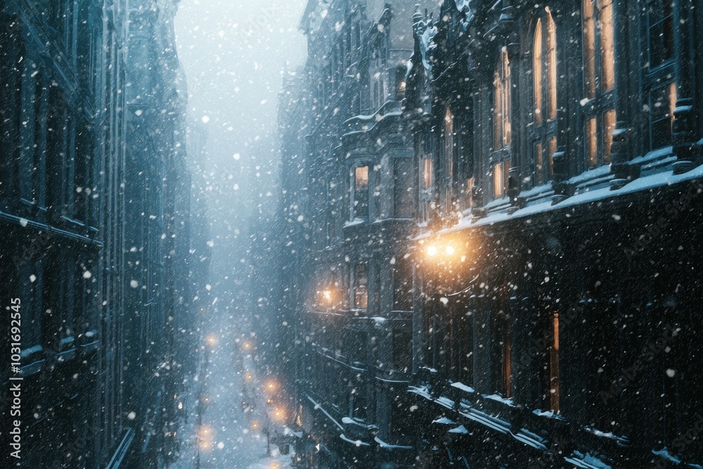 Winter in a city, with snow covered Winter in a city, with snow covered