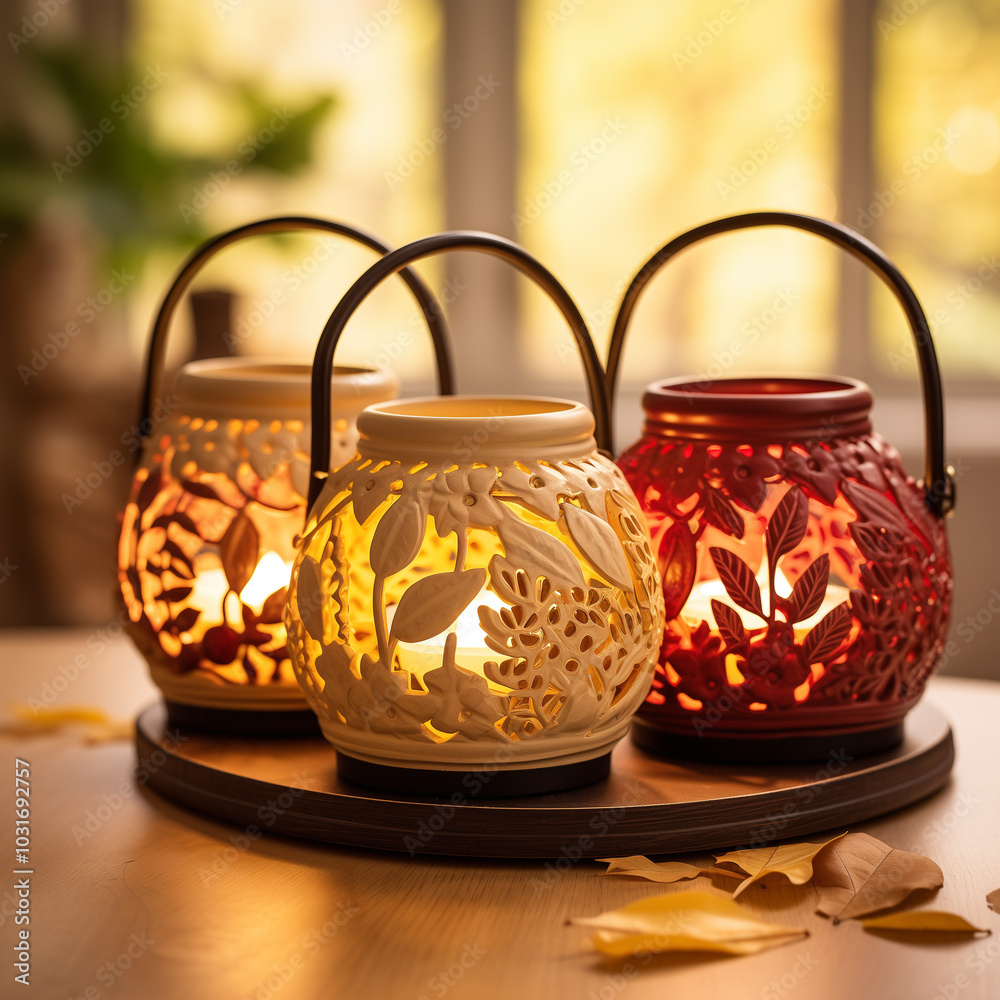 Lantern on a table Lantern on a table