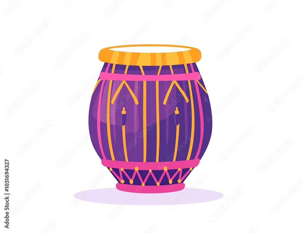 Dhol - A drum is a musical instrument consisting of a skin.illustration Dhol - A drum is a musical instrument consisting of a skin.illustration