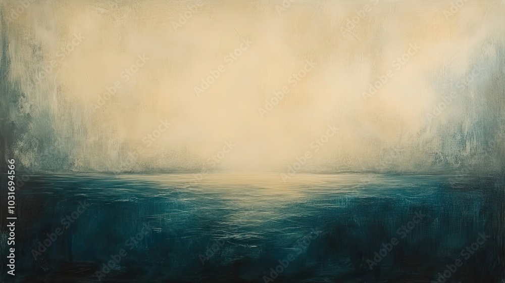 Abstract Painting of a Calm Sea with a Pale Golden Sky Abstract Painting of a Calm Sea with a Pale Golden Sky