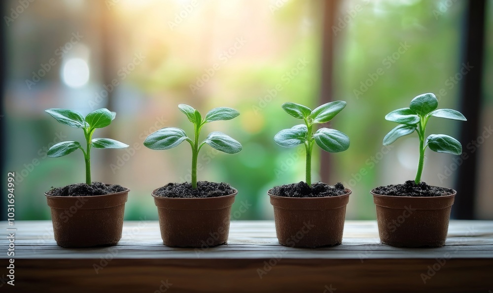 Obraz premium Small Plant seeding growing step Business growth success concept, Generative AI