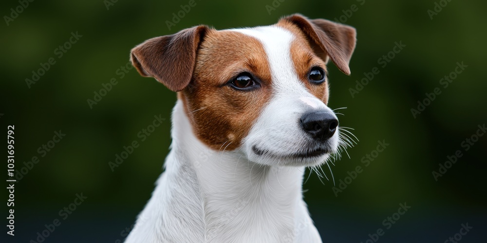 Adorable Jack Russell Terrier Dog Portrait with Blurred Green Background Adorable Jack Russell Terrier Dog Portrait with Blurred Green Background