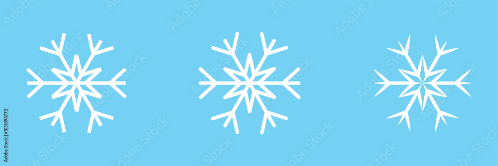 Snowflake isolated on blue background. Isolated snowflake collection. Frost background. Christmas icon. Vector illustration in eps 10. Snowflake isolated on blue background. Isolated snowflake collection. Frost background. Christmas icon. Vector illustration in eps 10.