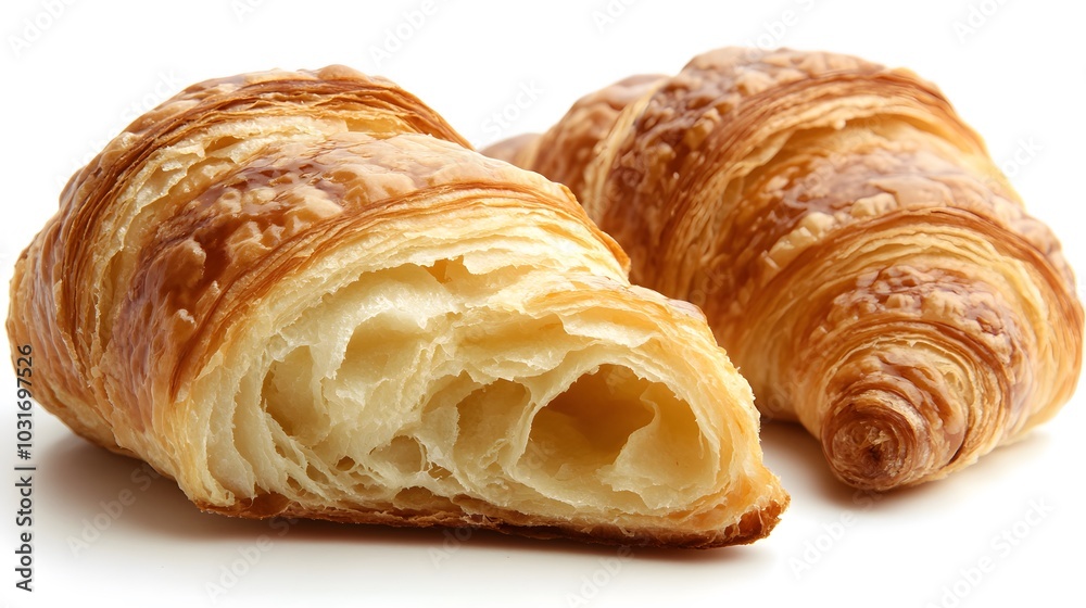 Fresh croissant on a white background. Isolated. 